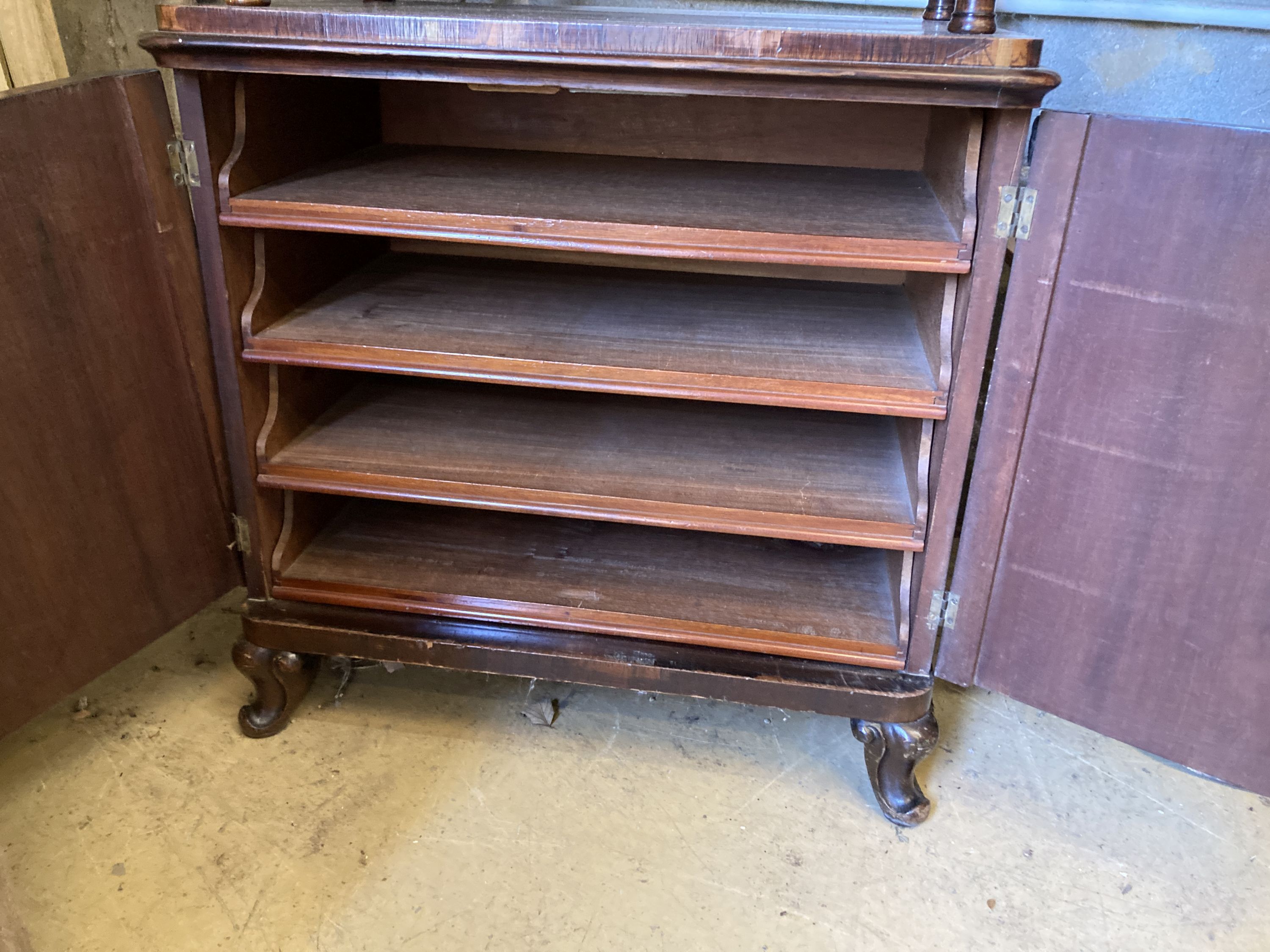 A 19th century French rosewood whatnot, width 63cm, depth 40cm, height 120cm